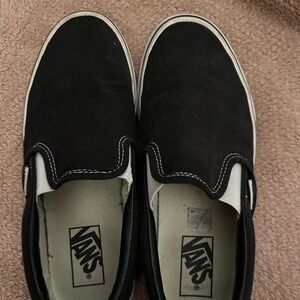 Vans Men's Black and White Slip-On Sneakers